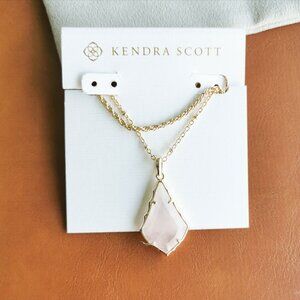 Kendra Scott Faceted Alex Gold Rose Quartz Convertible Necklace